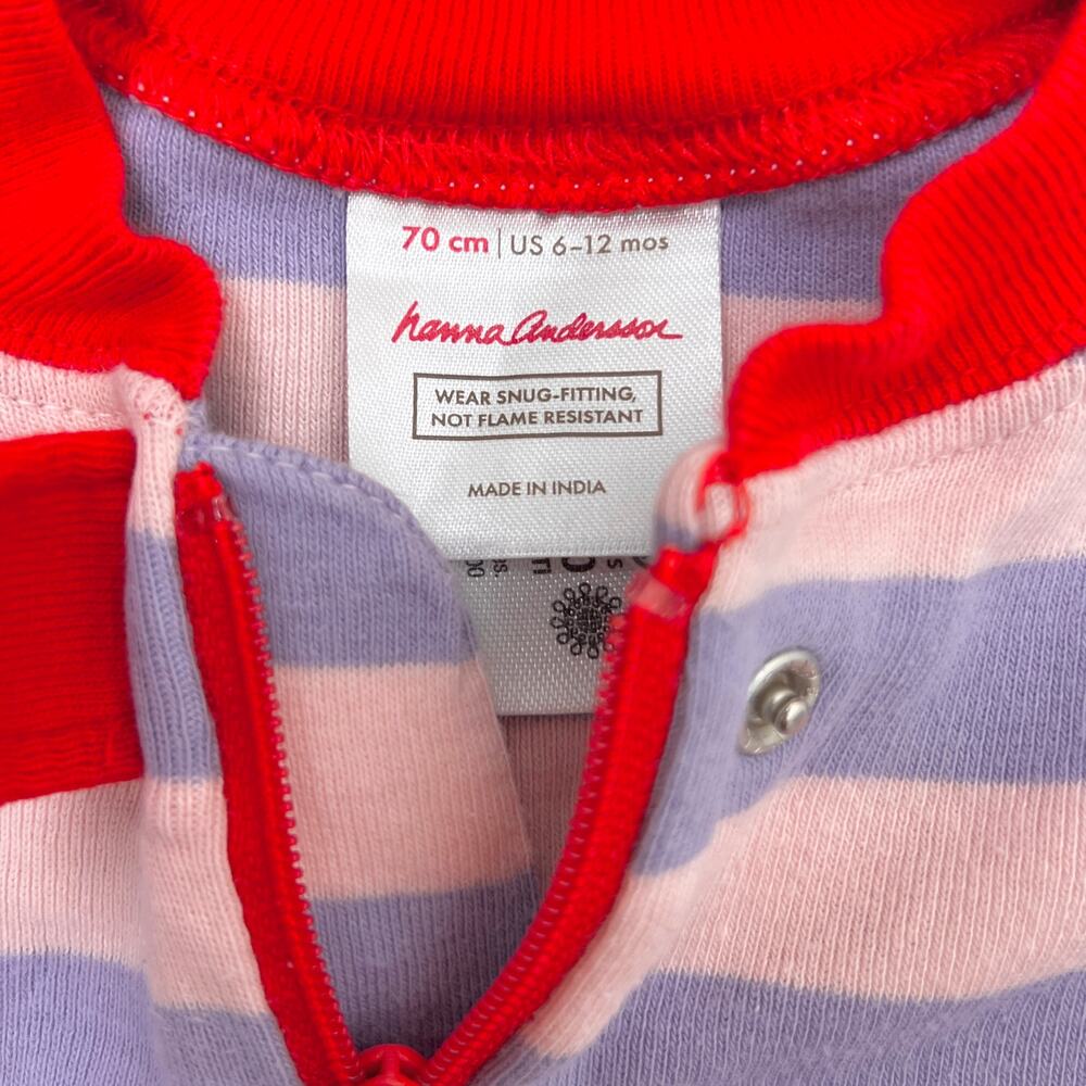 Hanna Andersson Bold Stripe Sleeper 6-12 Months Petal Pink/ Sweet Lavender - Picture 3 of 6